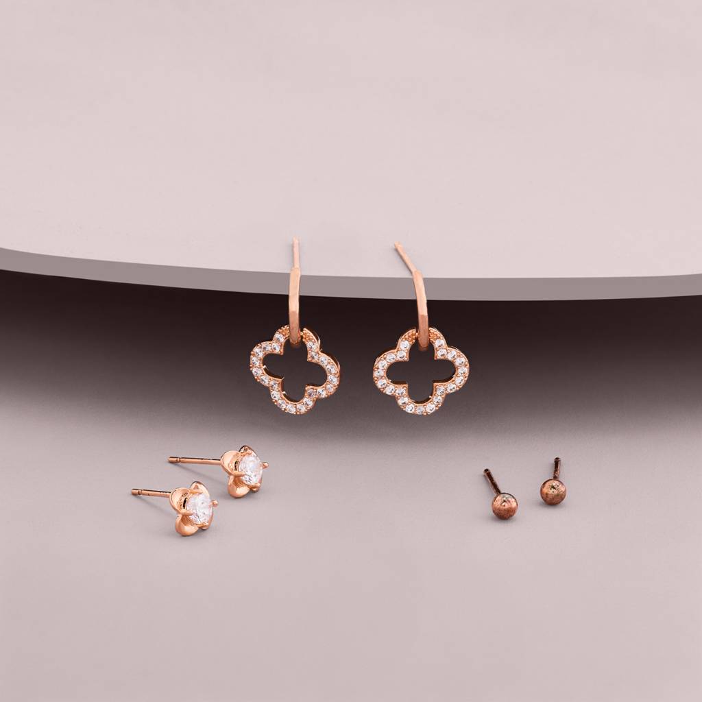 White - Plated Casual Wear Trendy Zircon Earring - 464789 : 464791