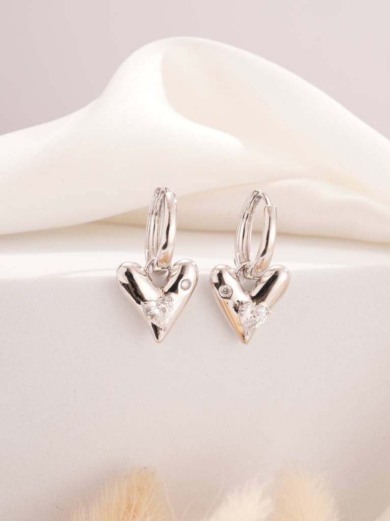 Silver Halo Heart Hoops : Z-ER-SS-029