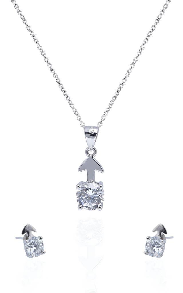 925 Sterling Silver Arrow Spark Jewellery Set With Chain : SMK-PD-SET-012-CHN