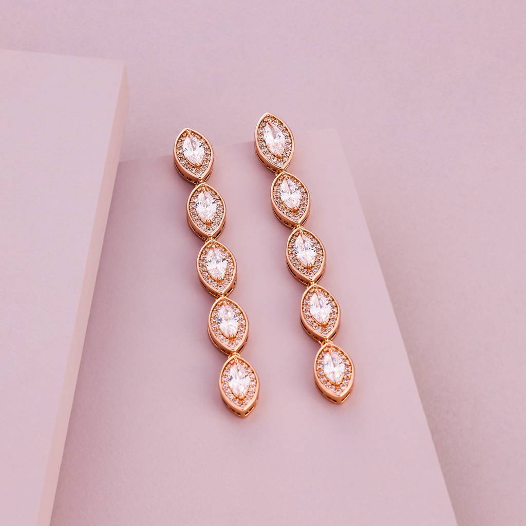 White - Plated Casual Wear Trendy Zircon Earring - 466911 : 466913