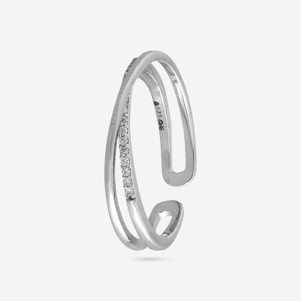 White Rodium Plated - Office Wear Silver Finger Ring - 466021 : 466021
