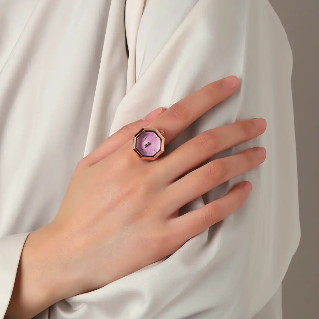 Octagon Golden Hour Watch Ring - For Women : WTR-S-0042-RG-PK