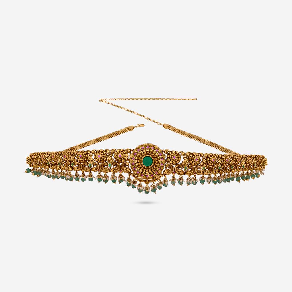 Ruby-Green Gold - Plated Bridal Antique Belt - 447582 : 447582