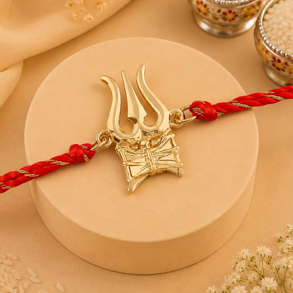 Eternz Certified Jewellery - Estele Premium Trishul Damru Rakhi For Brother