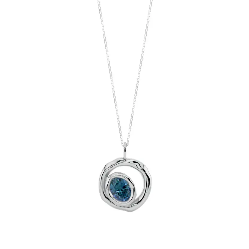 Eclipse Halo Semi Silver Pendant Necklace : VFL08-S-SM-C