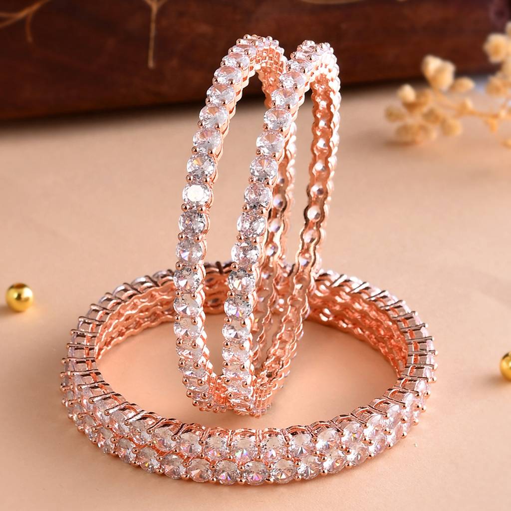 Sparkling Elegance 4-Prong Setting Round Cut Cz Bracelets : 8905124523195