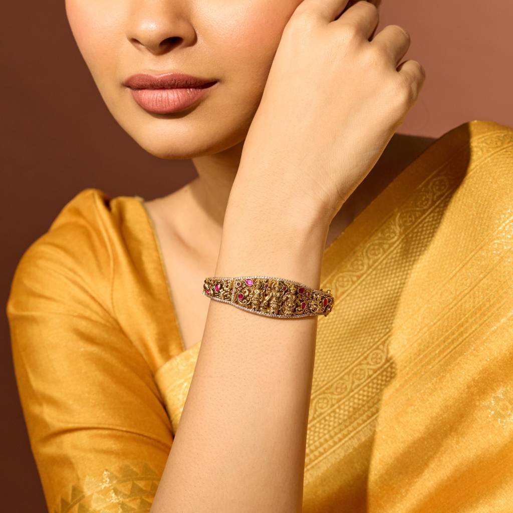 Ruby Gold - Plated Bridesmaid Temple Kada - 447901 : 447901