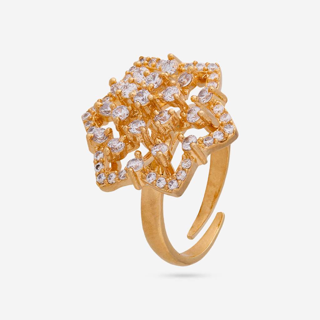 White - Plated Party Wear Zircon Finger Ring - 469256 : 469256