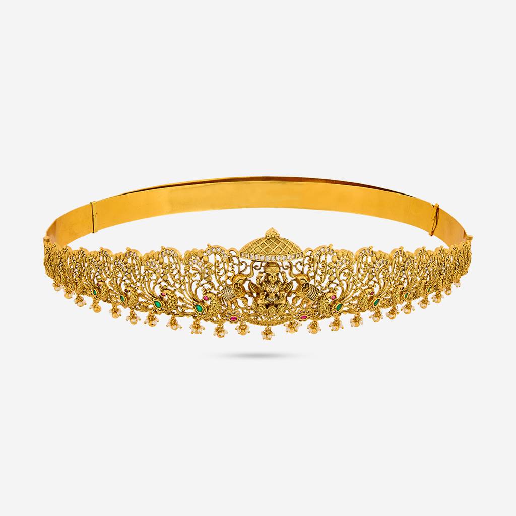 Ruby-Green Gold Plated - Bridal Antique Belt - 453916 : 453916