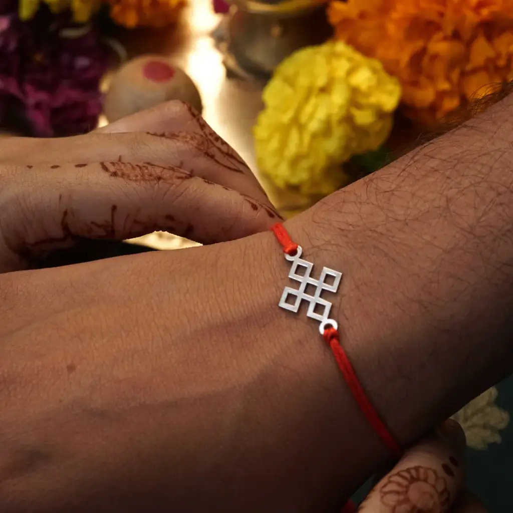 Silver Laser Cut Rakhi : 7733399