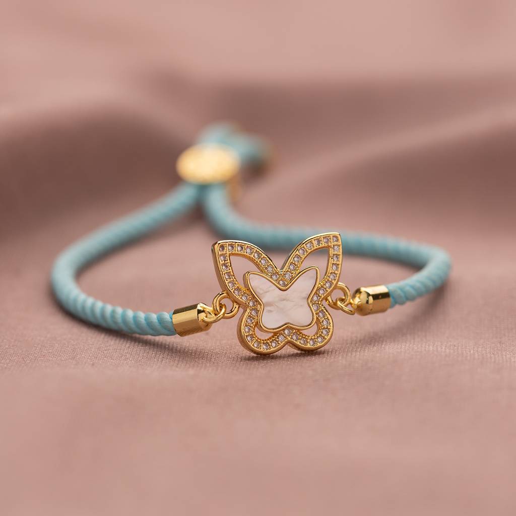 Eternz Certified Jewellery - Voylla Butterfly Bliss Beaded Bracelet Style Rakhi For Your Sister Wrist (Free Size)