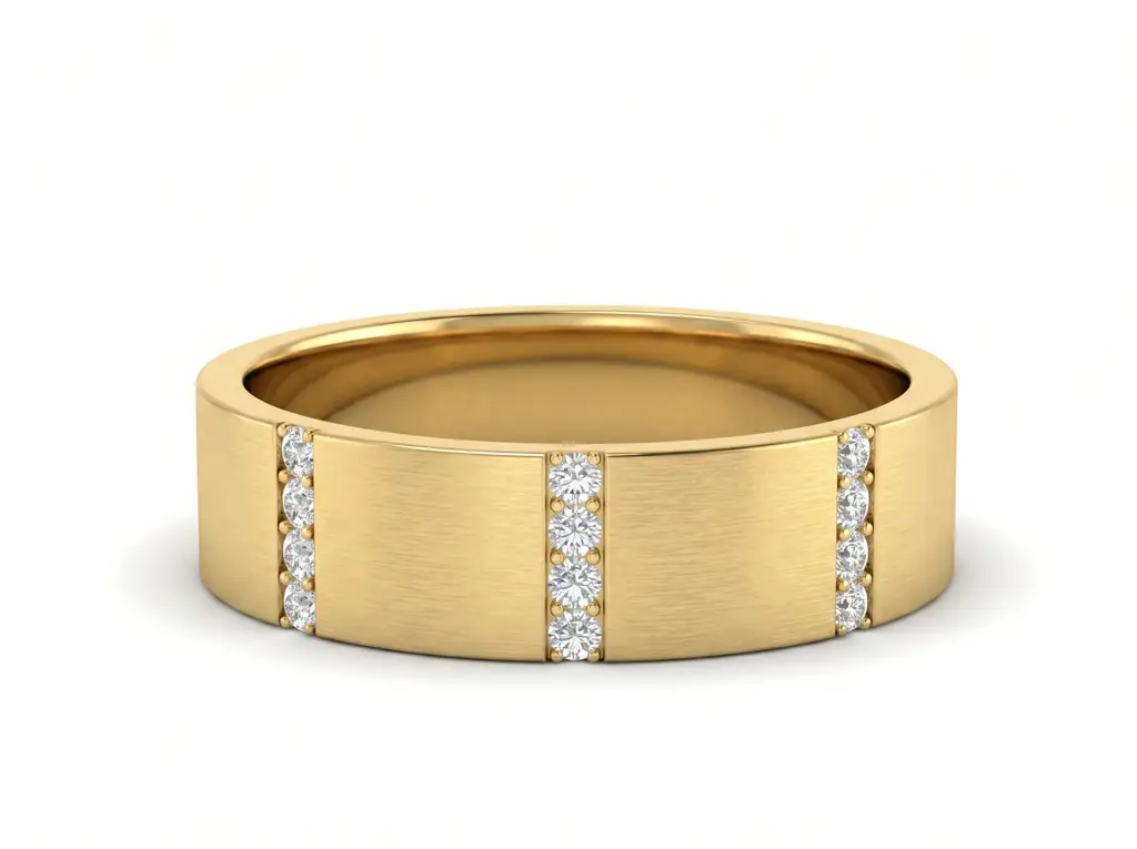 Princess Cut Diamond Eternity Men'S Band | Brushed Finish Modern Setting : RCC0010-YE-Silver925-LabD-9