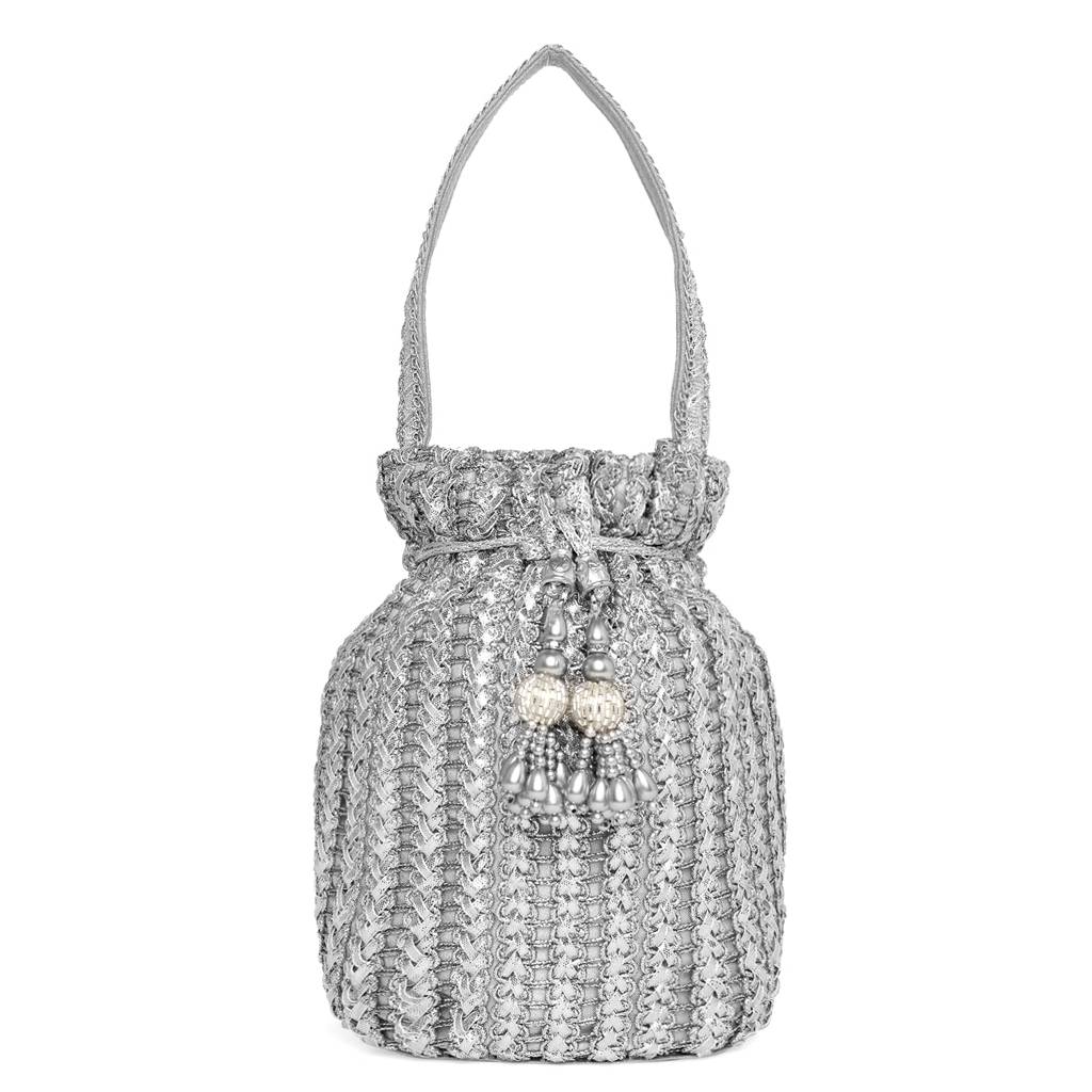Potli Purses For Women Handmade Evening Handbag Stylish Bridal Fashion Wristlet Bag For Girls (P124C) : P124S