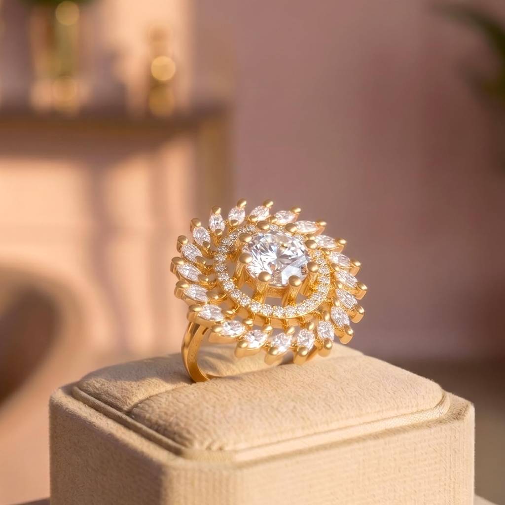 Ethnic Rani Gold Plated Adjustable Fancy Finger Ring For Women : PF04R14GW