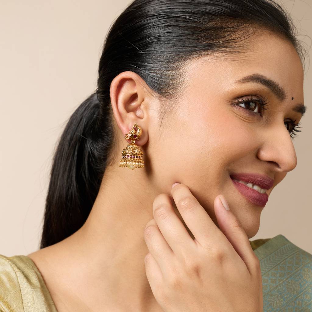 Ruby Gold - Plated Festive Antique Earring - 451741 : 451741