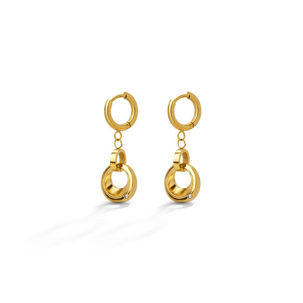 Layered Hoop Charm Earring For Women - Waterproof & Anti-Tarnish : ER0461