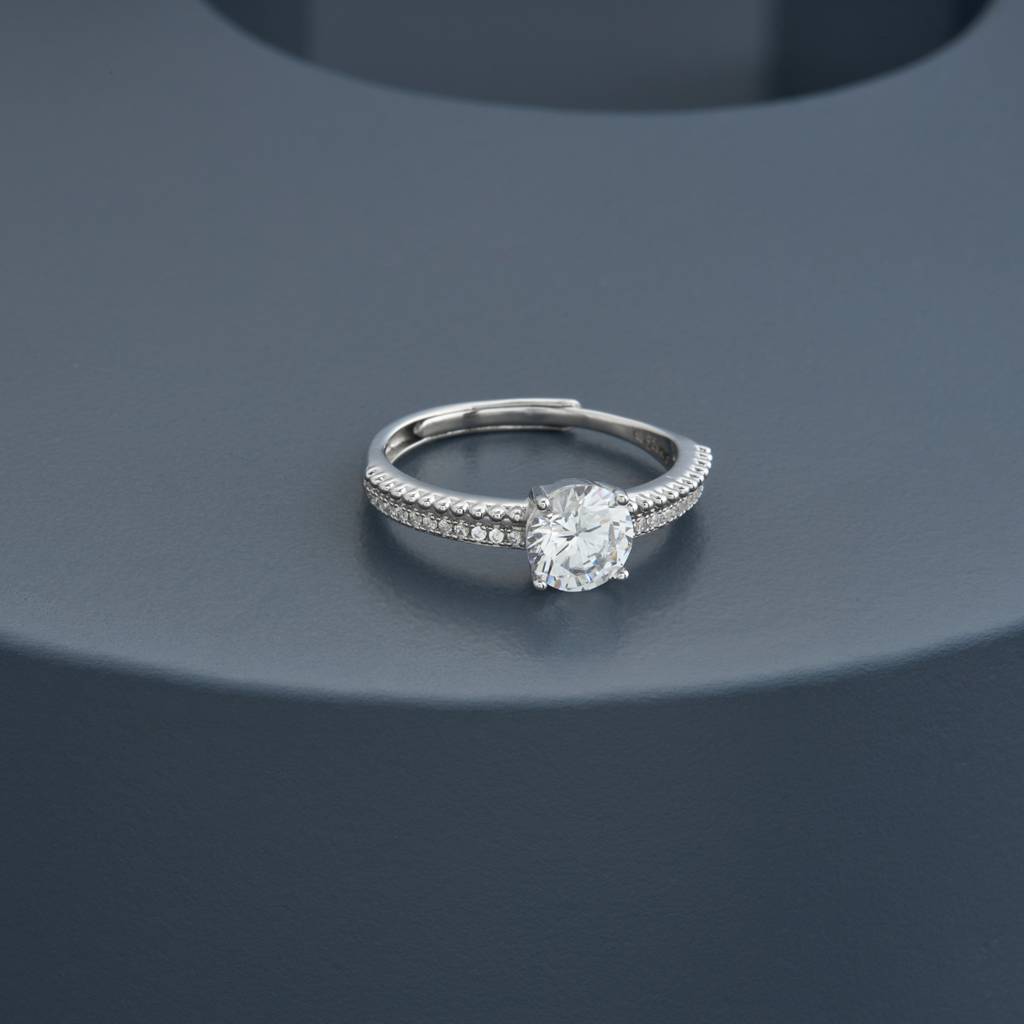 White - Plated Office Wear Silver Finger Ring - 473289 : 473290