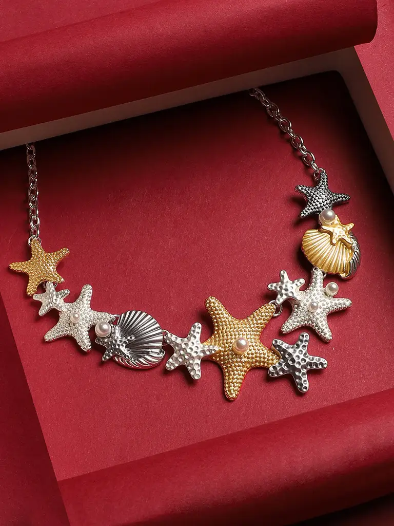 Women'S Metallic Starfish Necklace : SOHINC9903