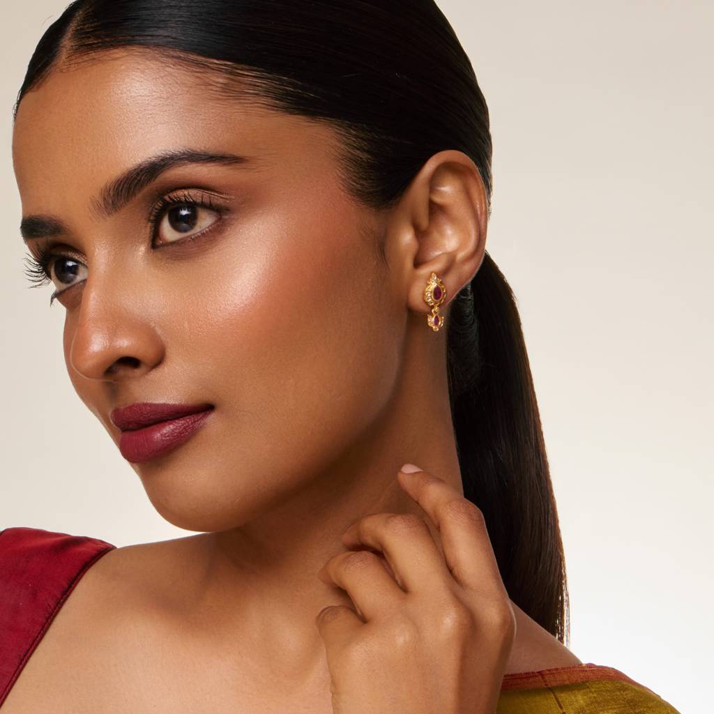 Ruby Gold - Plated Festive Temple Earring - 462025 : 462025