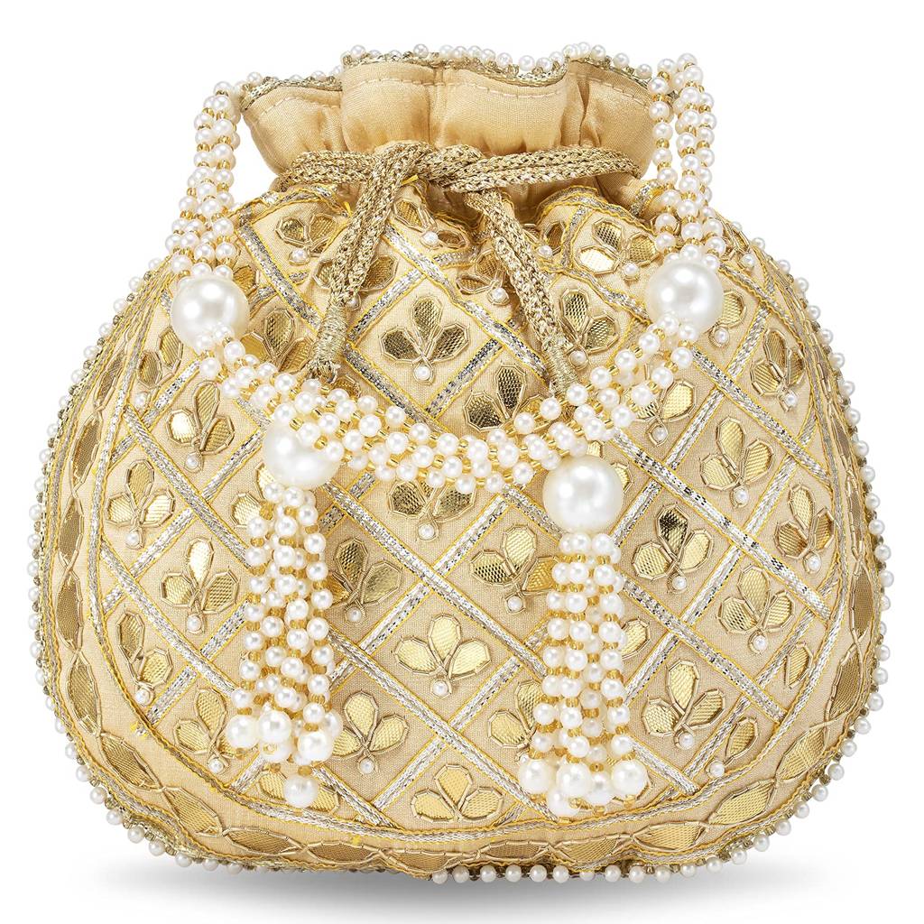 Embroidered Potli Bag For Women Handmade Ethnic Purse Evening Handbags Stylish Bridal Fashion Clutch Bag Gift For Gir : P09CRM