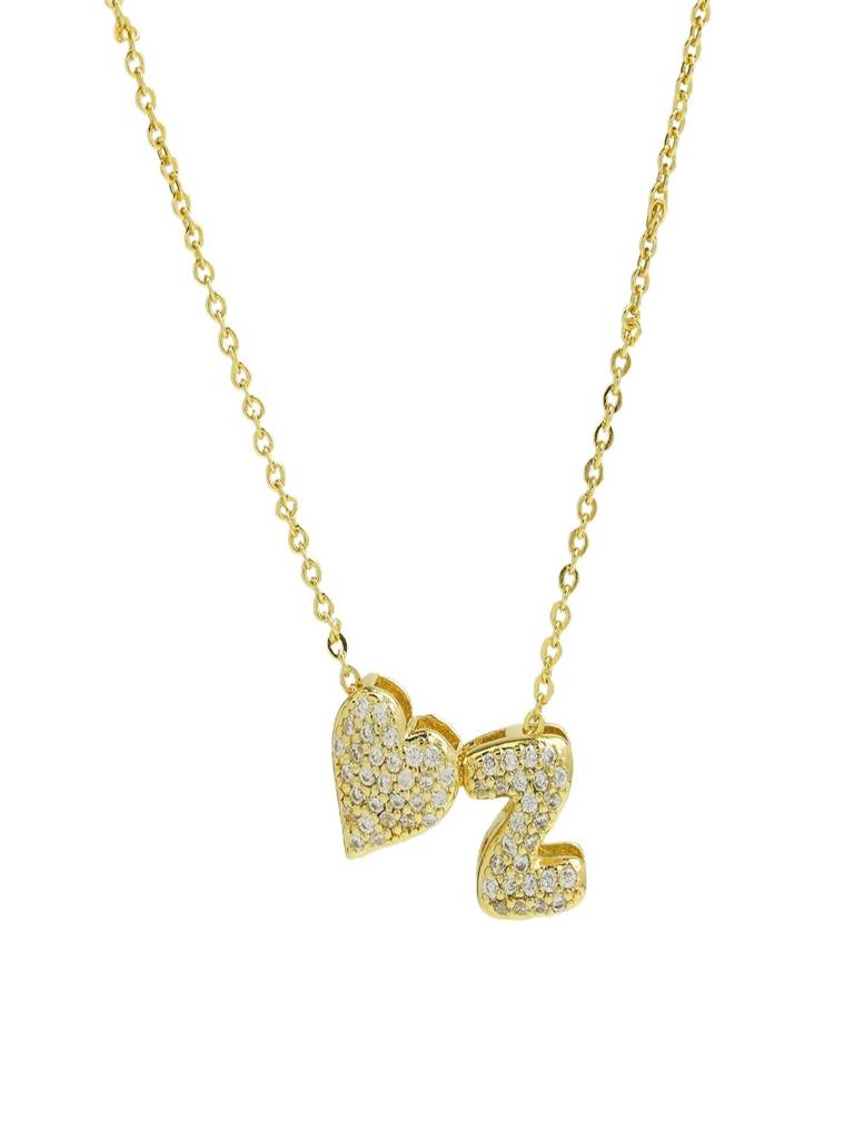 Reversible Initial Letter & Heart With Zircons Gold Plated Antitarnish Pendant : ABY0226P201GZ
