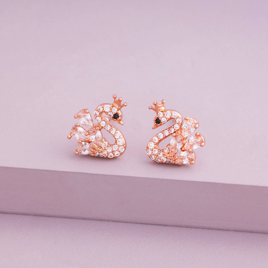 White - Plated Casual Wear Trendy Zircon Earring - 466991 : 466993