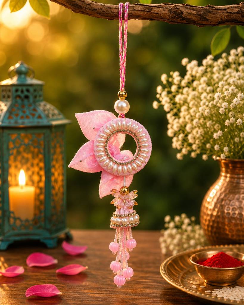 Eternz Certified Jewellery - ABEO INDIAPearl Petal Bow Lumba Rakhi