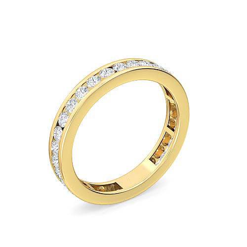 Round Brilliant Cut Diamond Eternity Women'S Ring | Classic Symbolic Love & Life Setting : RF0000007-YE-Silver925-LabD-9