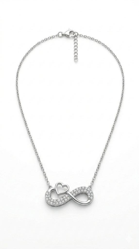 Silver Infinity Heart Zircon Jewellery Pendant : SMK-W-N-006