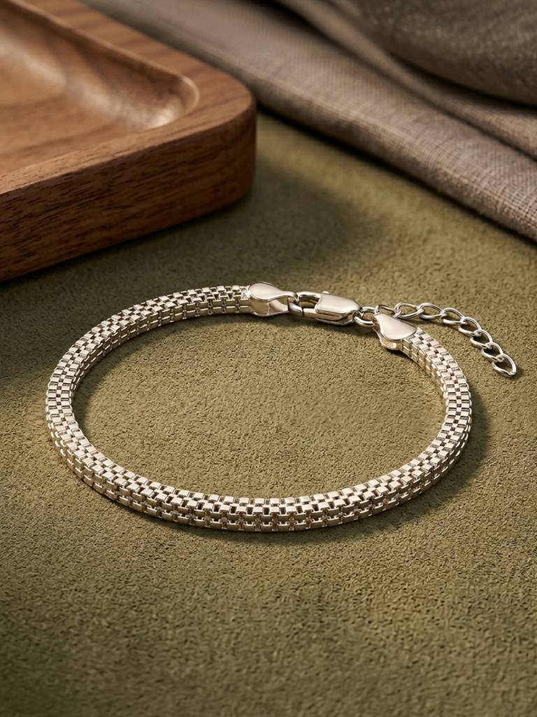 Zavya Timeless Strength Men'S Sterling Silver Curb Chain Bracelet