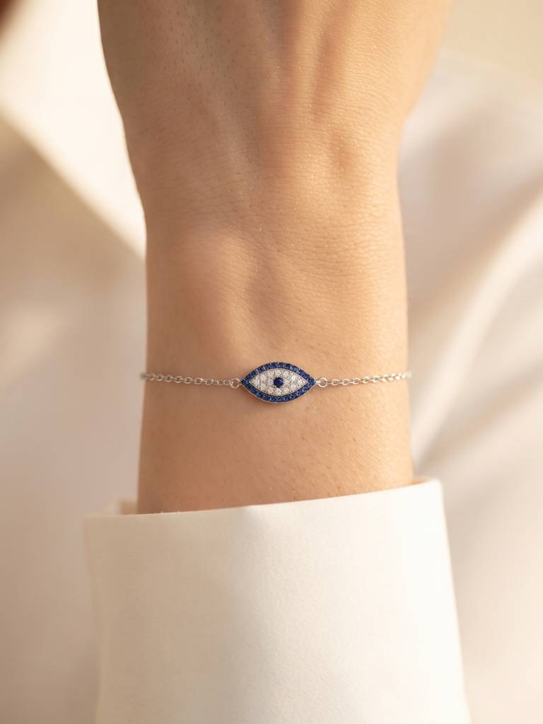 925 Silver Sapphire Gaze Bracelet For Women : BR-86