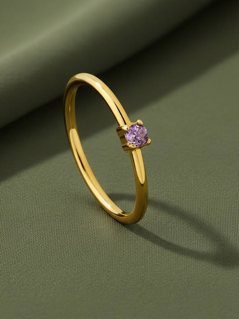 18K Gold Plated Golden Blush Ring Stainless Steel Waterproof & Anti-Tarnish(Size-7) : R44ASSS7G
