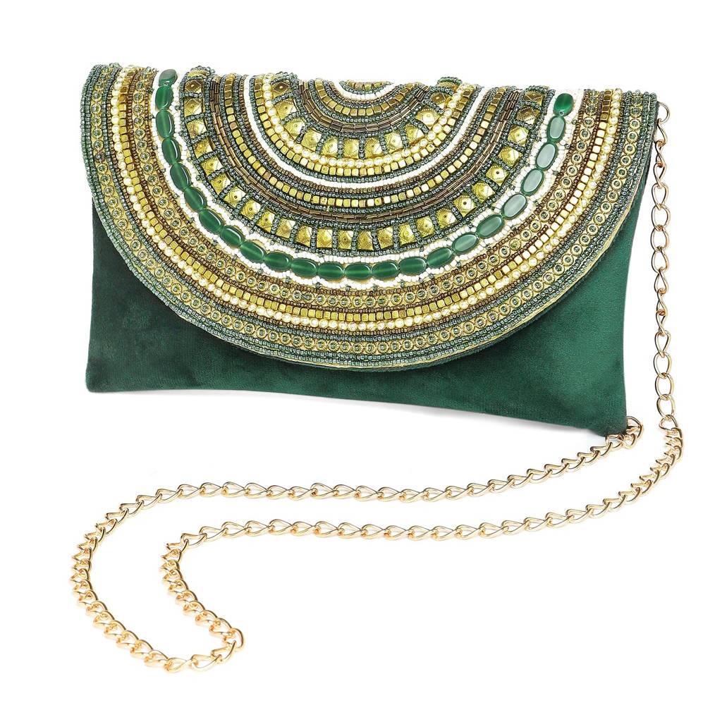 Clutch Purses For Women Wedding Handmade Evening Handbags Party Bridal Clutch (C12Bl) : C12GRN