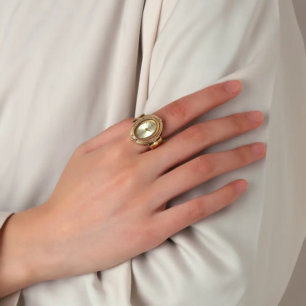 Royale Rope Style Watch Ring - For Women : WTR-S-0043-G-G