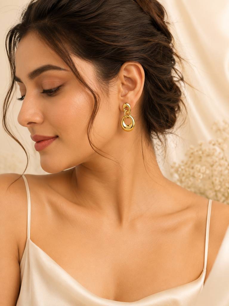 Bold Abstract Gold Earrings : AN-LJ-GO-0060-DE