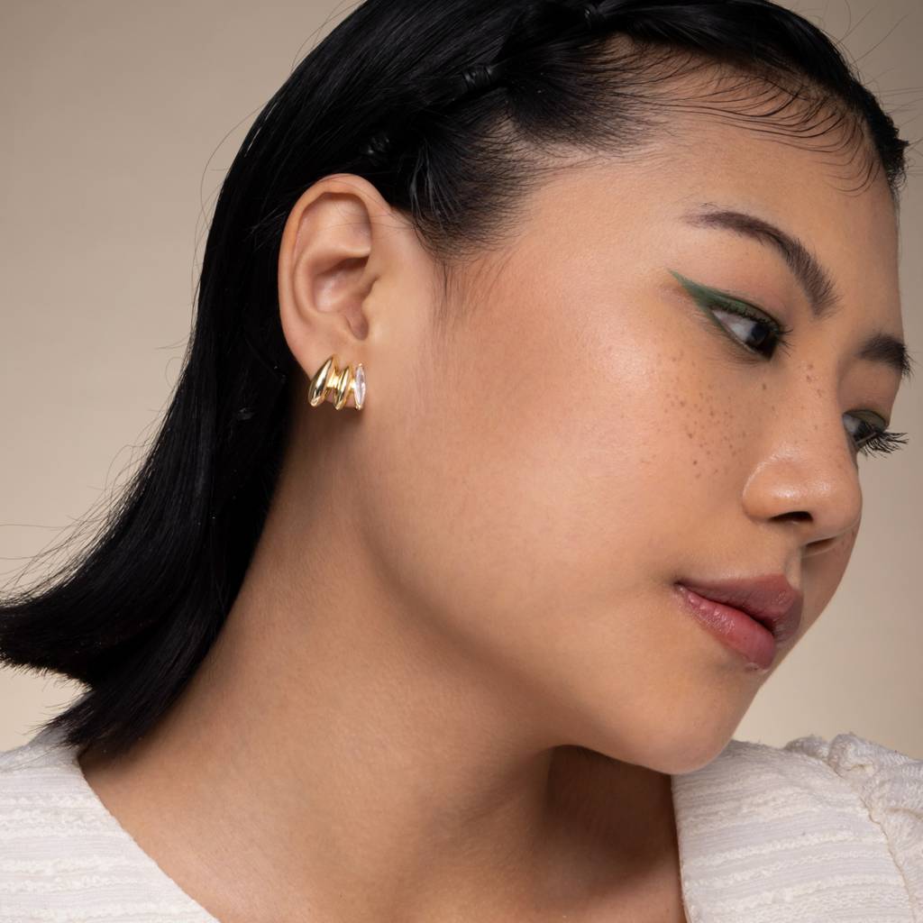 White Gold - Plated Casual Wear Trendy Zircon Earring - 459021 : 459021