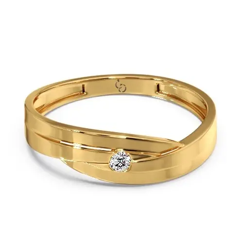 Round Brilliant Diamond Men'S Ring | Sleek Minimal Contemporary Design : RG-M-CC-31-YE-Silver925-LabD-9