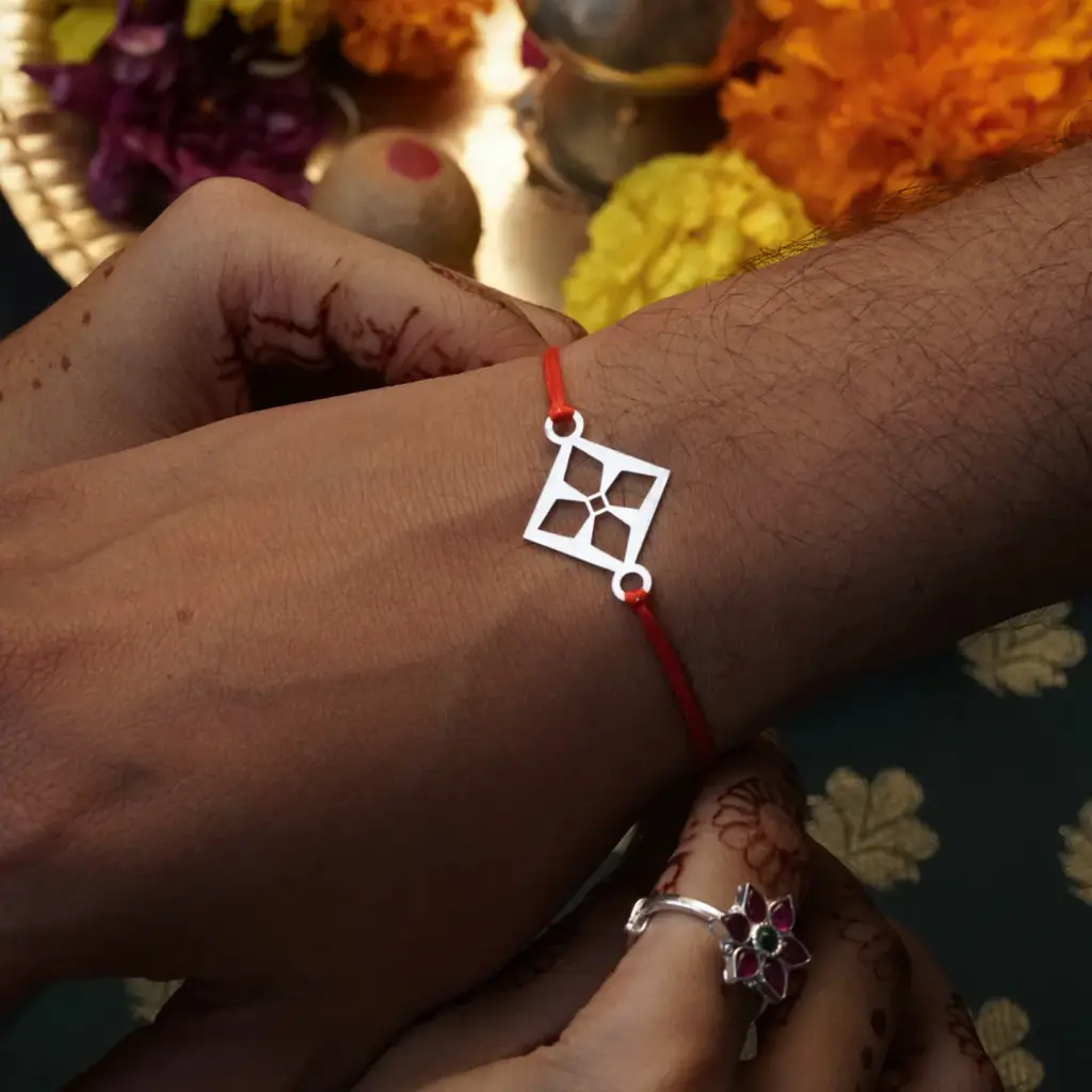 Silver Laser Cut Rakhi : 79947159