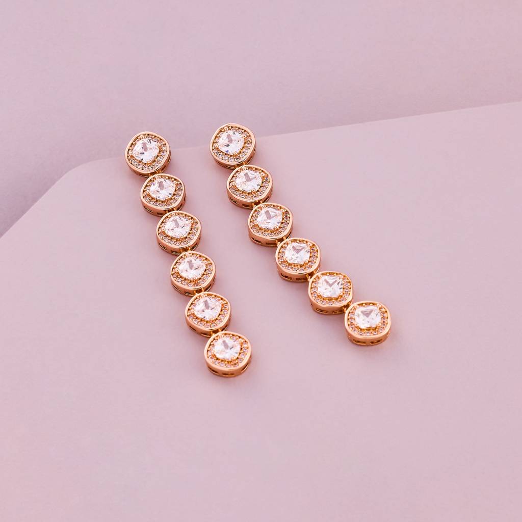 White - Plated Casual Wear Trendy Zircon Earring - 466896 : 466898