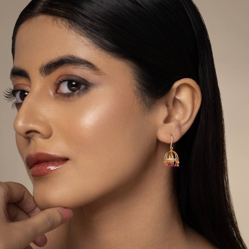 Gold - Plated Party Wear Zircon Earring - 442932 : 442932