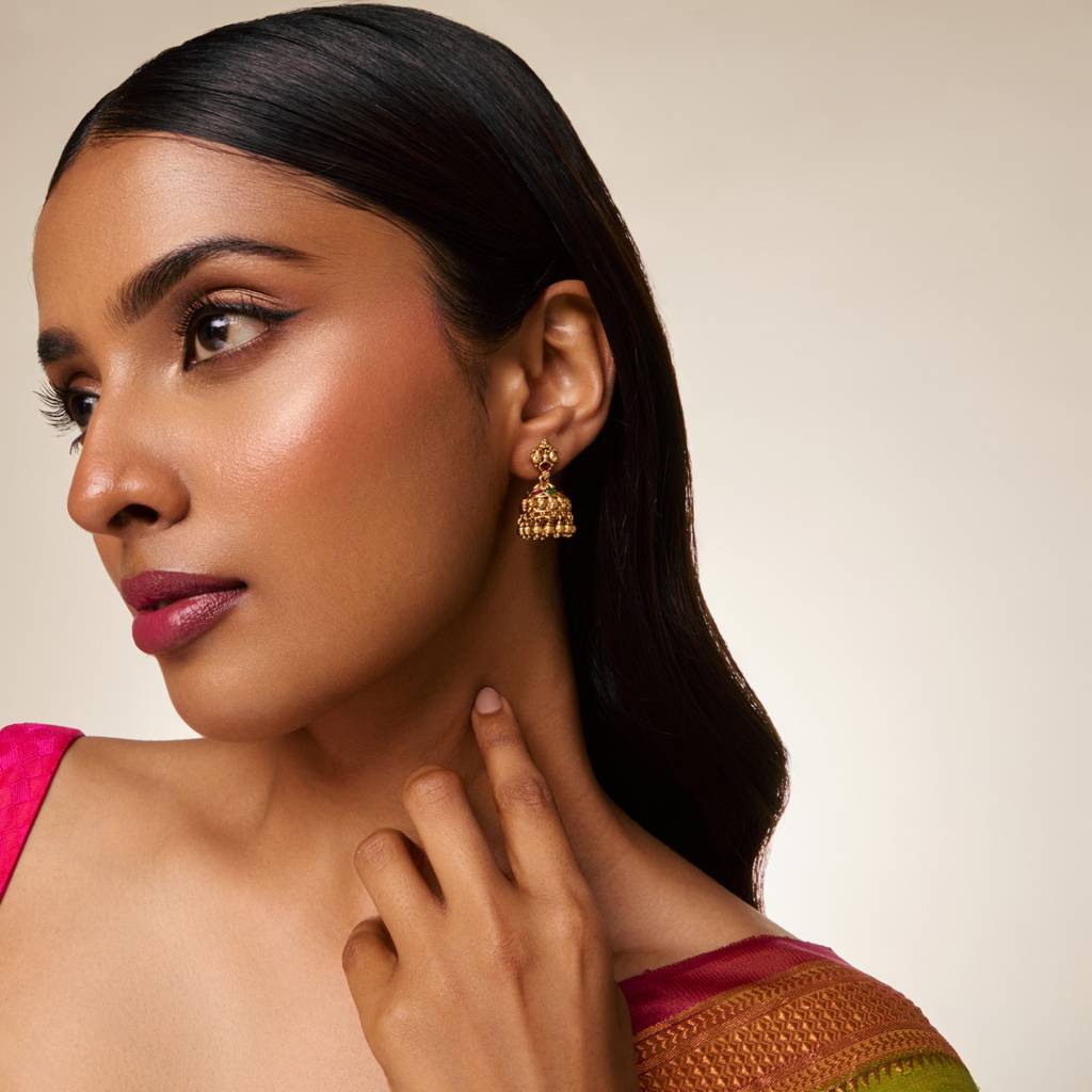 Ruby-Green Gold - Plated Festive Antique Earring - 460583 : 460583
