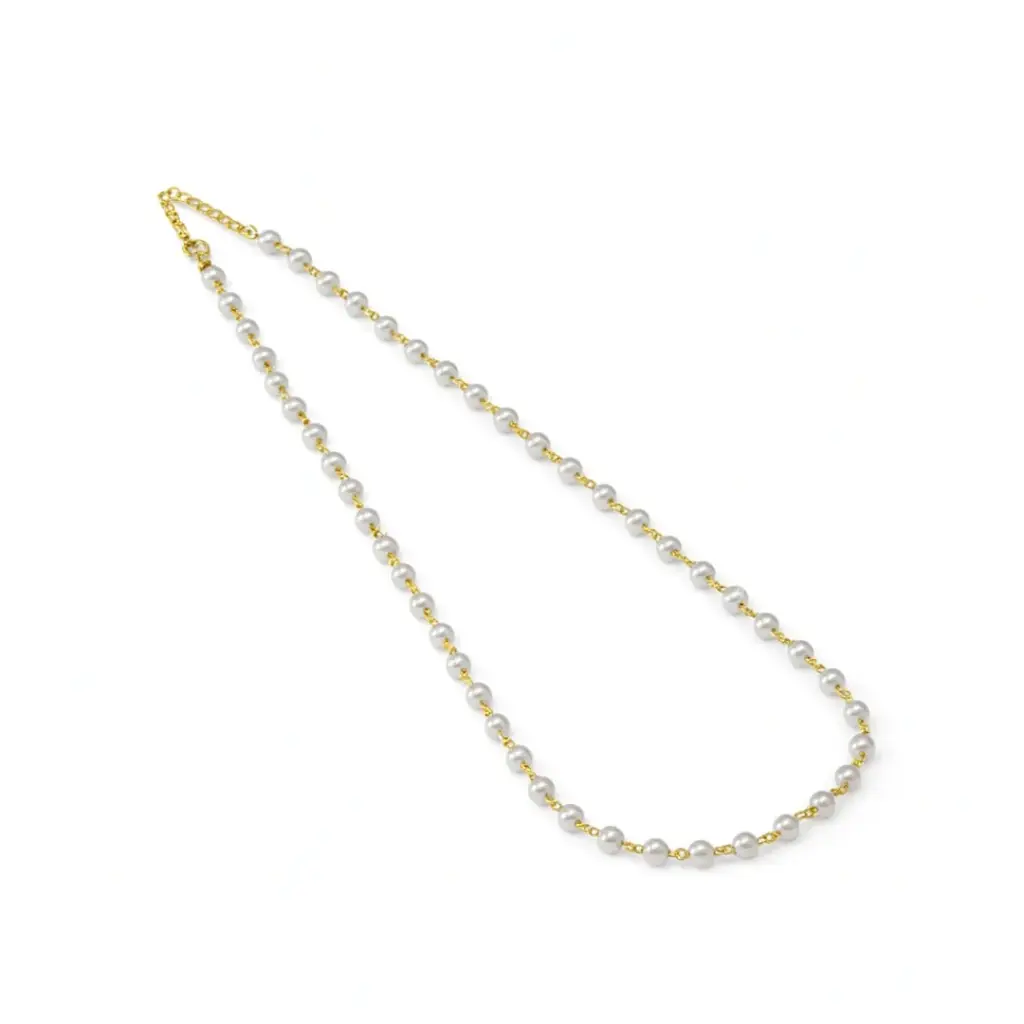 Silver Single Pearl Chain Necklace |  92.5 Silver | 22K Gold Plated : 1620887