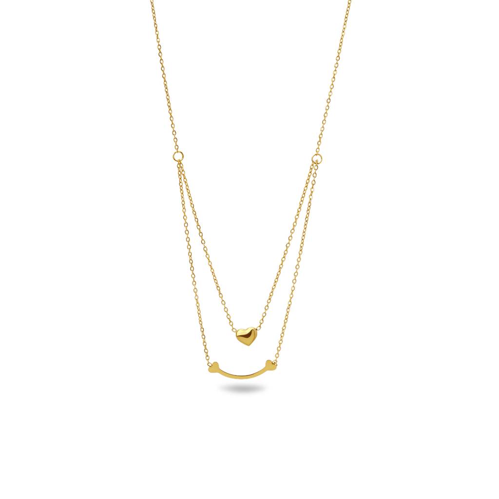 Mini Heart Bar Layer Necklace For Women - Waterproof & Anti-Tarnish : NK0696