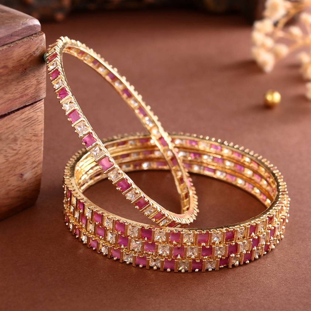 Sparkling Elegance Square Cut Cz Bangle Bracelets : 8905124523072