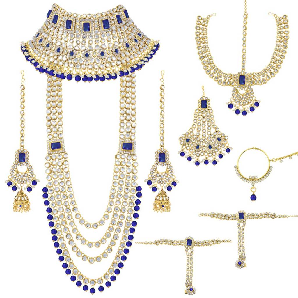 Ethnic Indian Traditional Kundan Dulhan Bridal Jewellery Set With Choker Earrings Maang Tikka Hathphool Gift 
For  : PF36BR02B