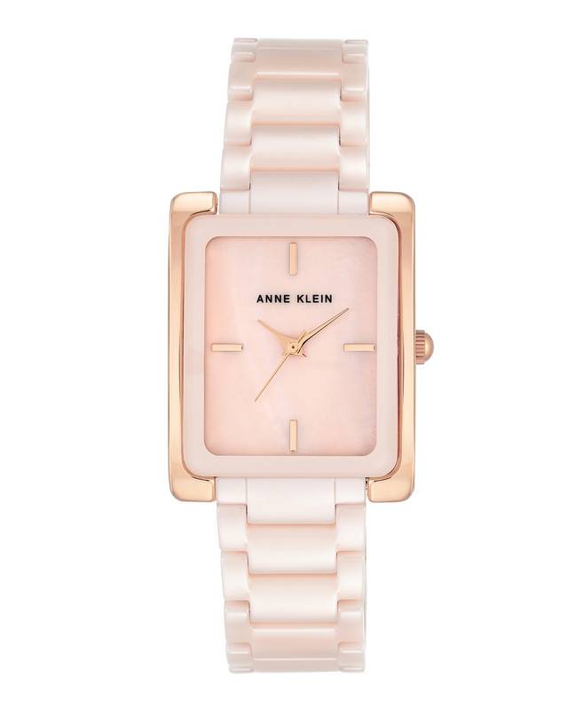 Anne Klein Women\'s Silver Rose Gold Analog Japanese Quartz Bracelet Square Watch Rectangular Case Bangle Watch | Anne Klein main image 3