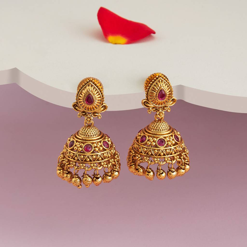 Gold - Plated Festive Antique Earring - 445959 : 445960