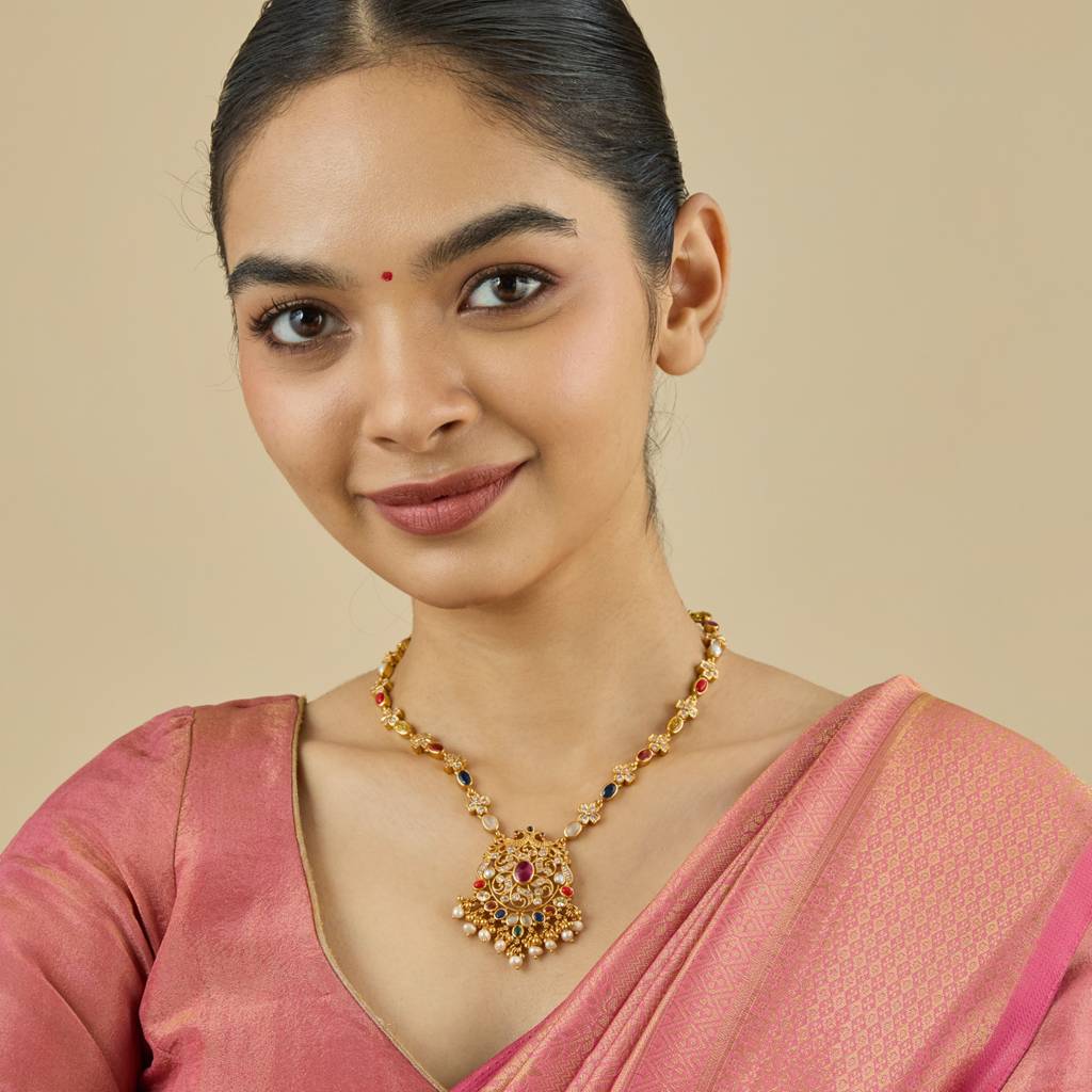 Gold - Plated Bridesmaid Temple Necklace - 429725 : 429726