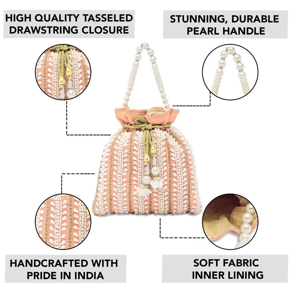 Potli Bags - For Women Girls Evening Bag Clutch Ethnic Bride Purse With Drawstring : P82PCH