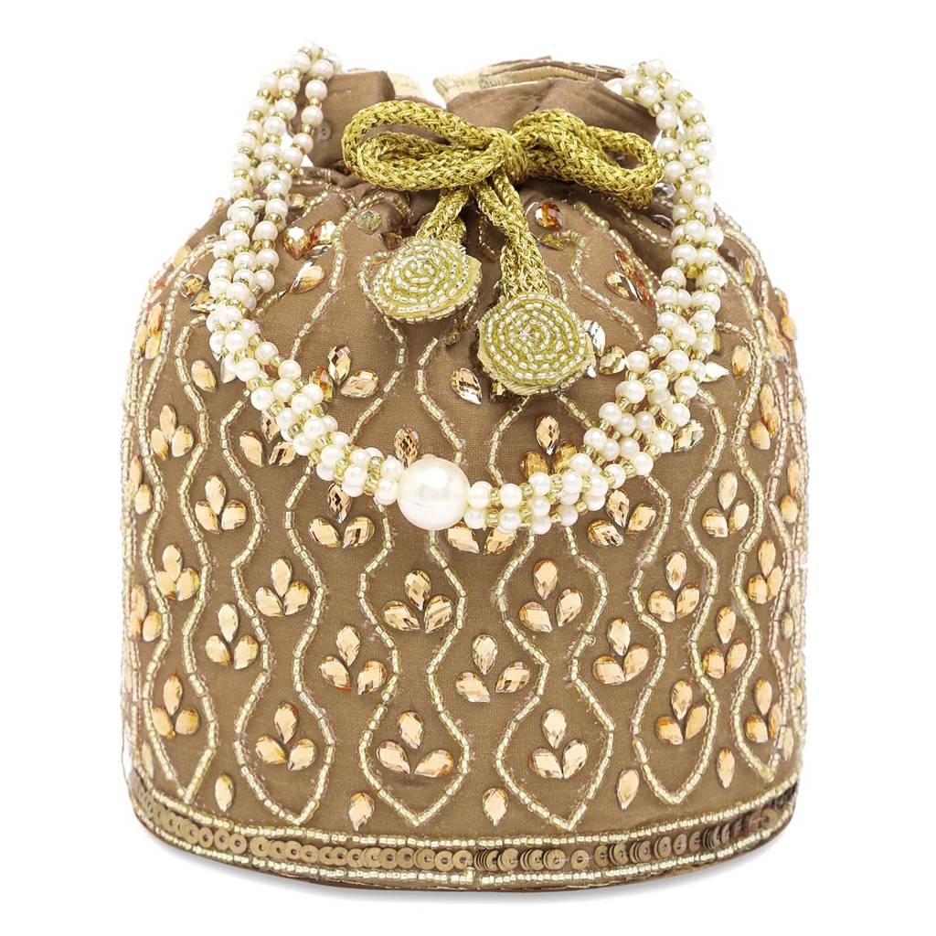 Embroidered Potli Bag For Women Handmade Ethnic Purse Evening Handbags Stylish Bridal Fashion Clutch Bag Gift For Girls : P88BR